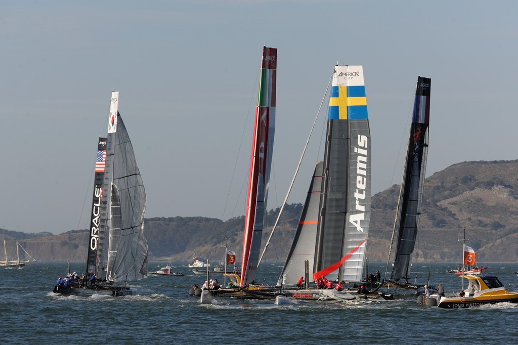 Practice racing at the gate on San Francisco Bay October 2, 2012 ©  SW